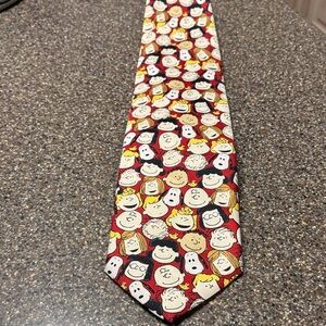 Peanuts Red and Yellow Cartoon Character Tie
